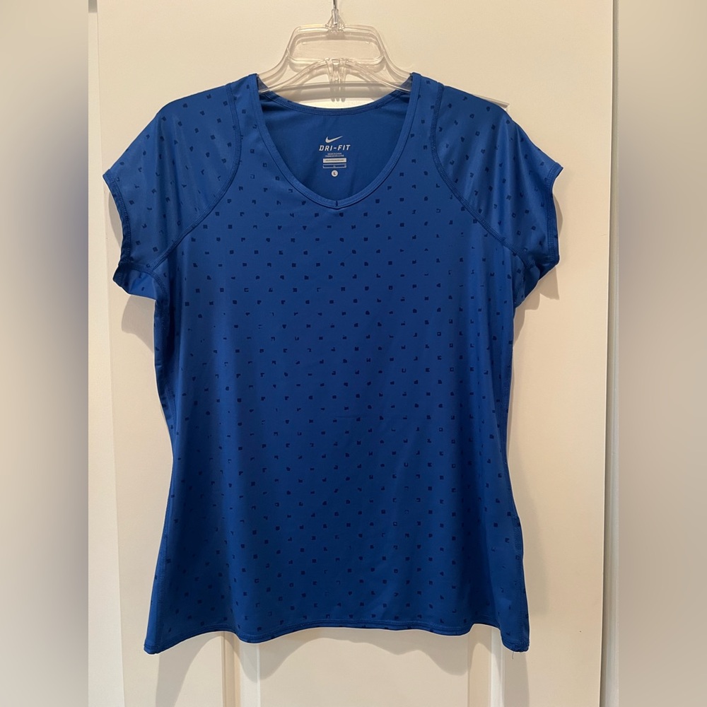 Nike Dri-FIT Royal Blue Micro Swoosh V-Neck Tee - Picture 1 of 5